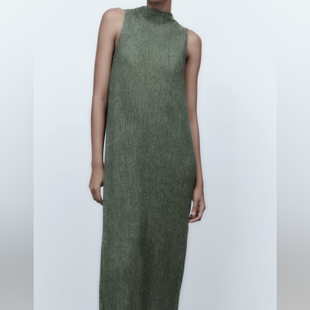 Zara Sleeveless high collar midi dress